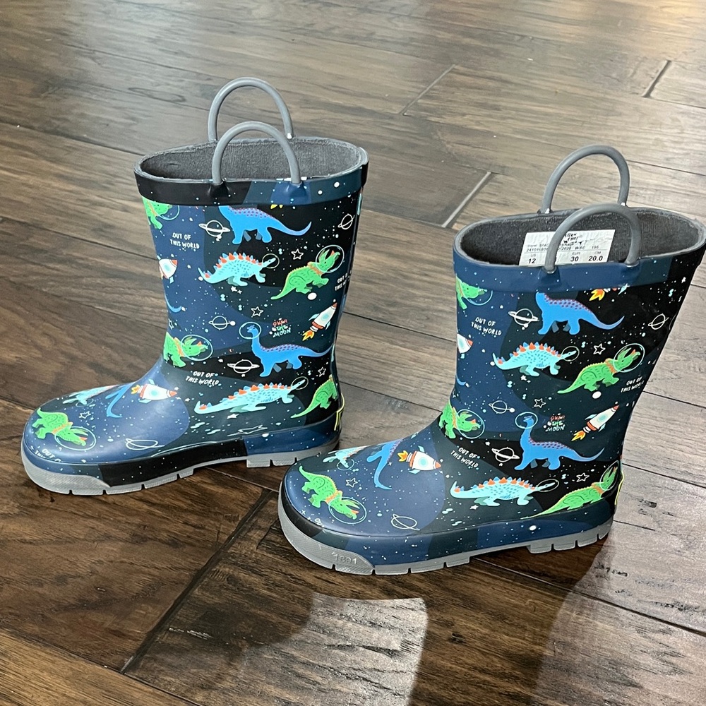 Western Chief Space Dinosaur Navy Rain Boots - Picture 4 of 7